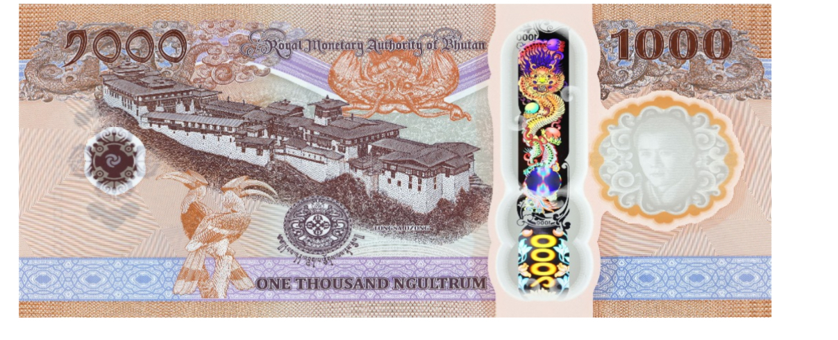 new bhutan 1000 ngultrum back