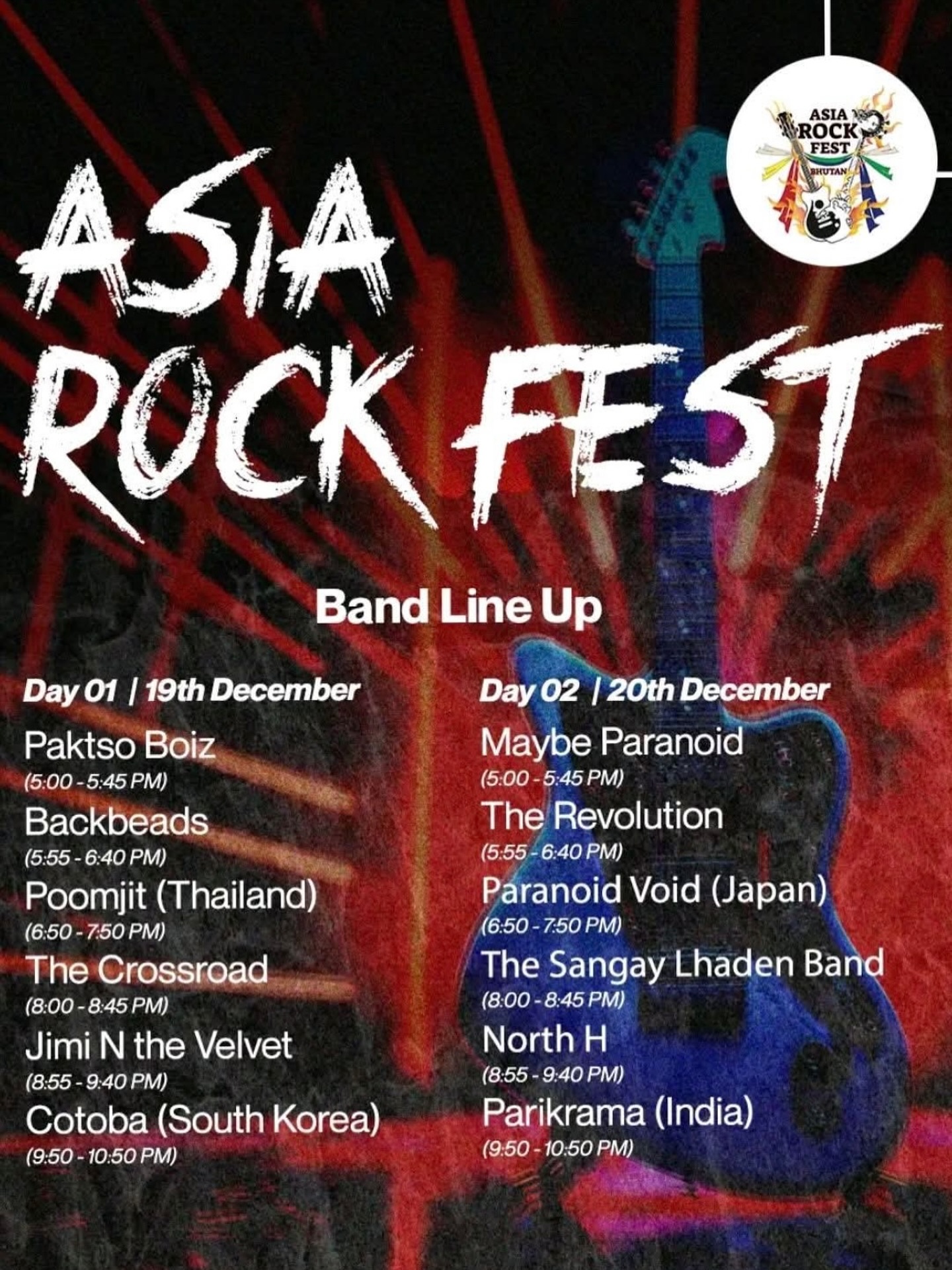 asia rock festival bhutan band line up