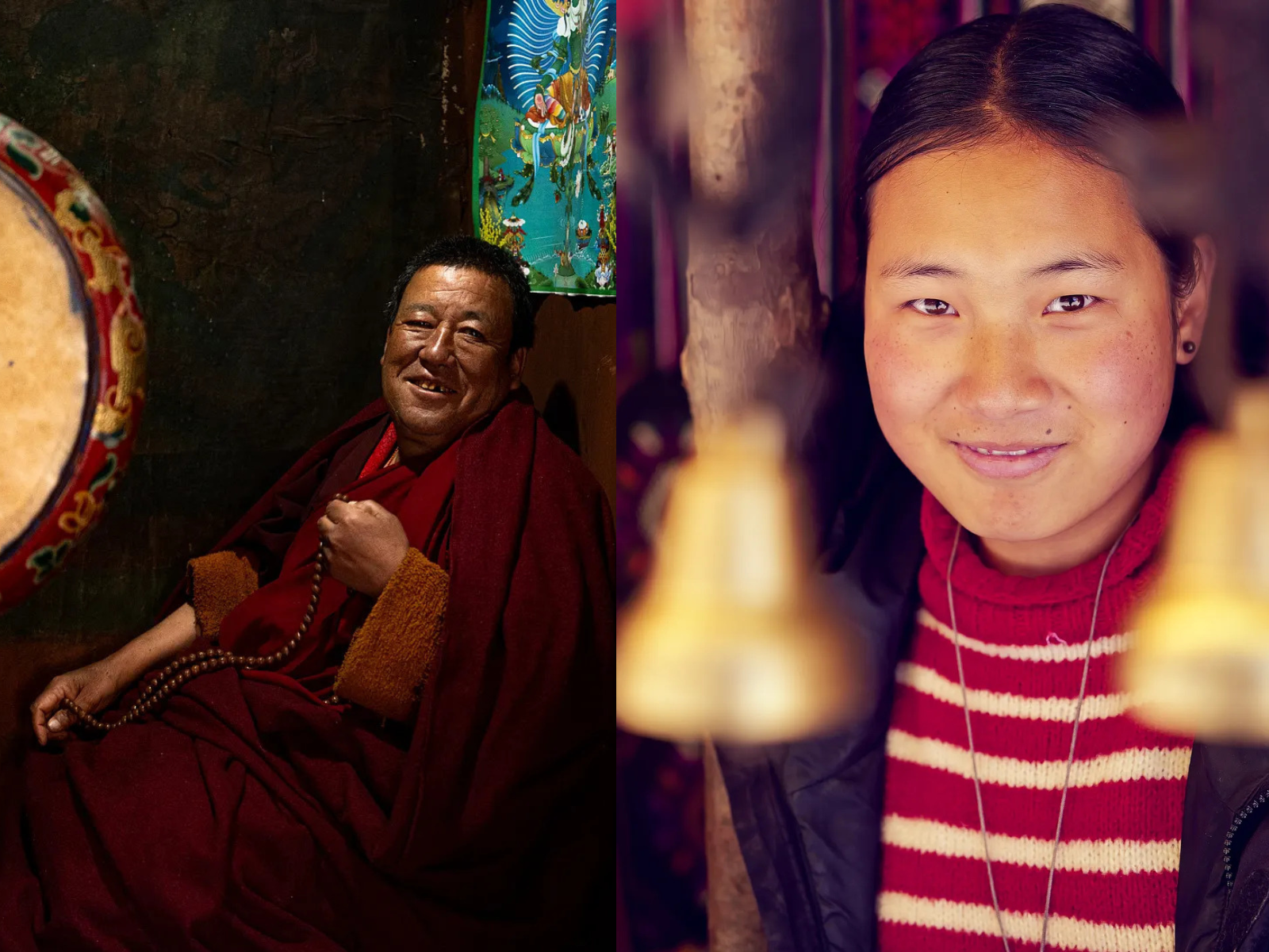 bhutanese nun and a girl smiling beautifully