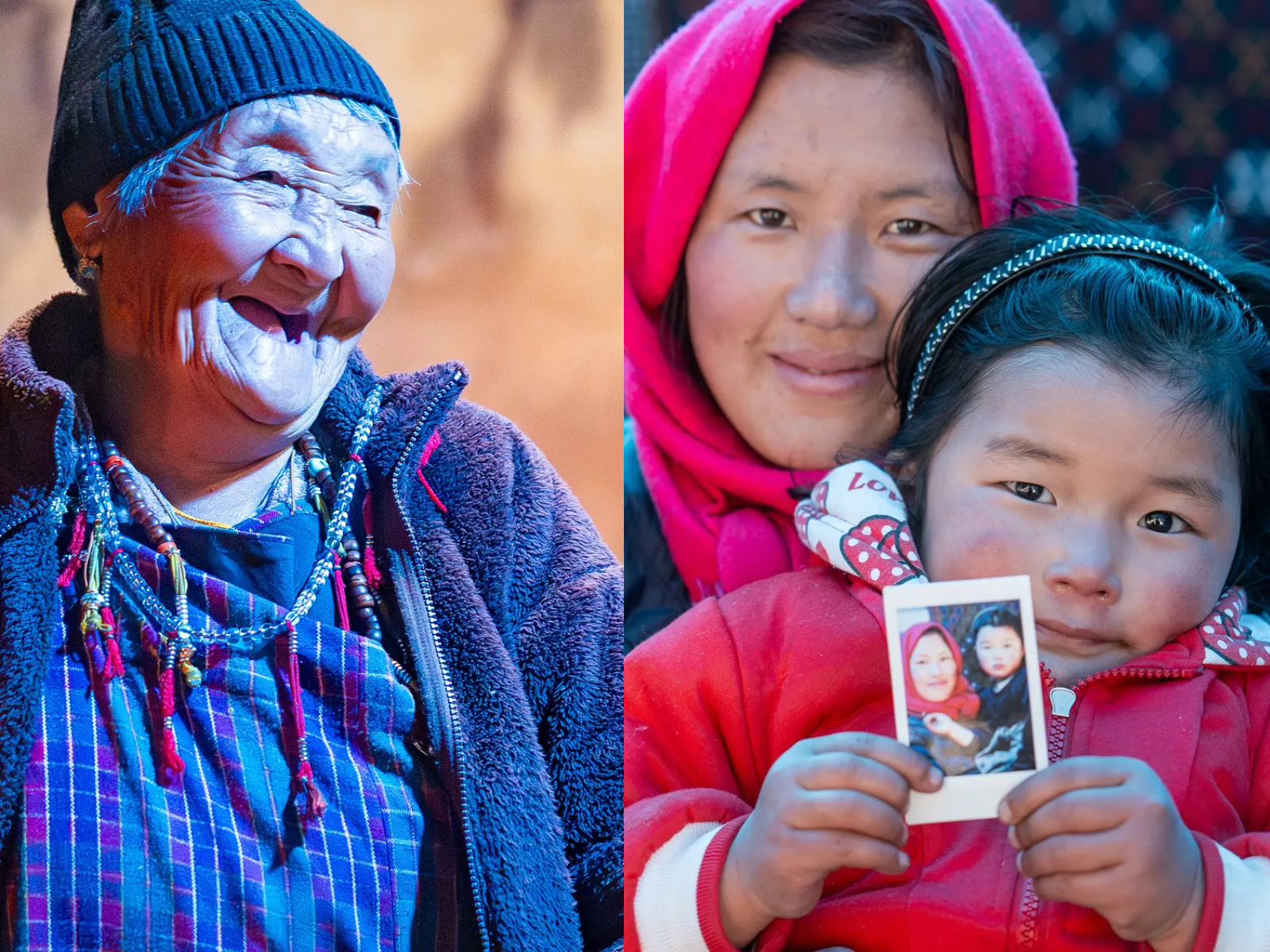 bhutanese granny and a mother and child smiling in bhutan