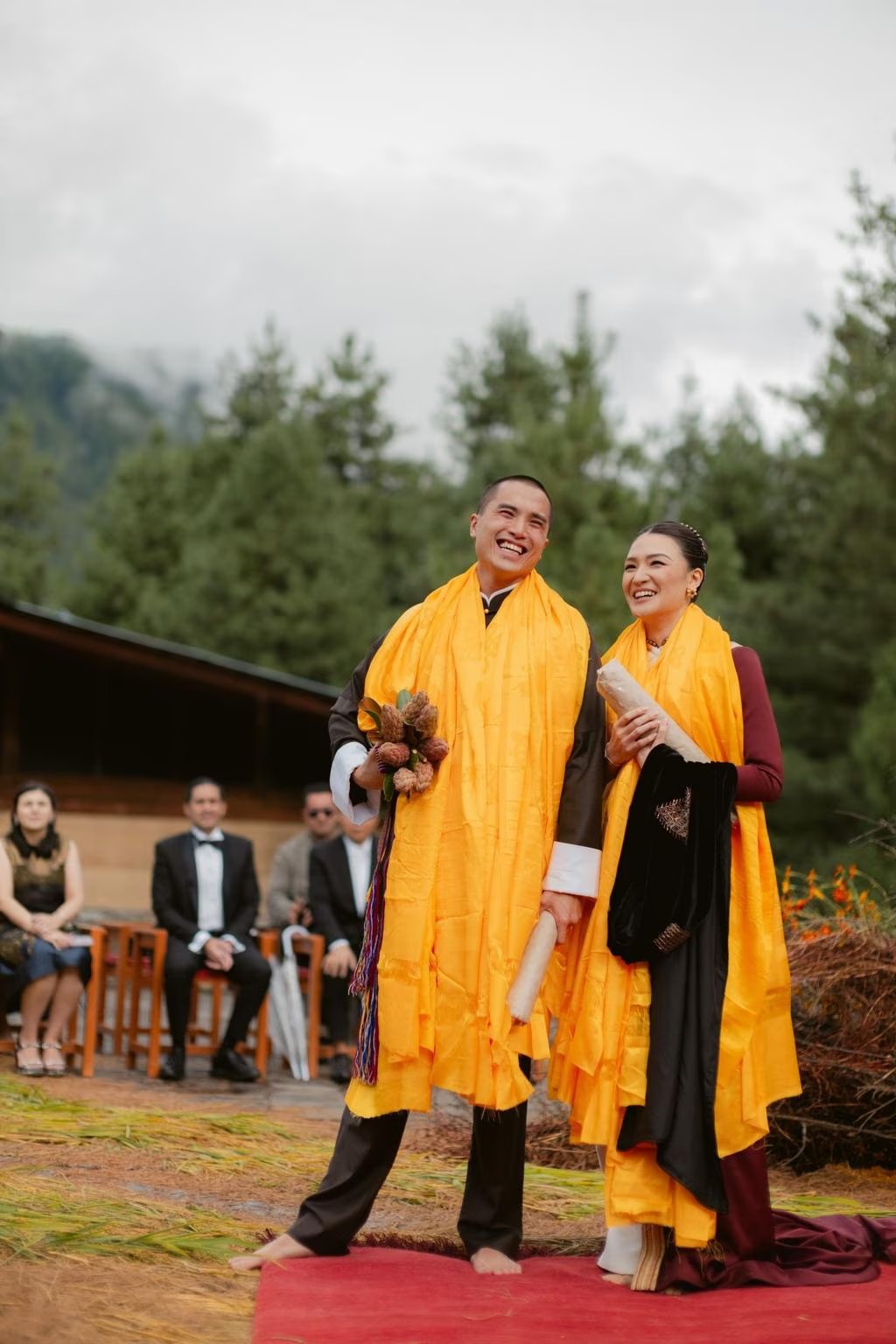 james and tara susanto receive yellow scarfs of blessings